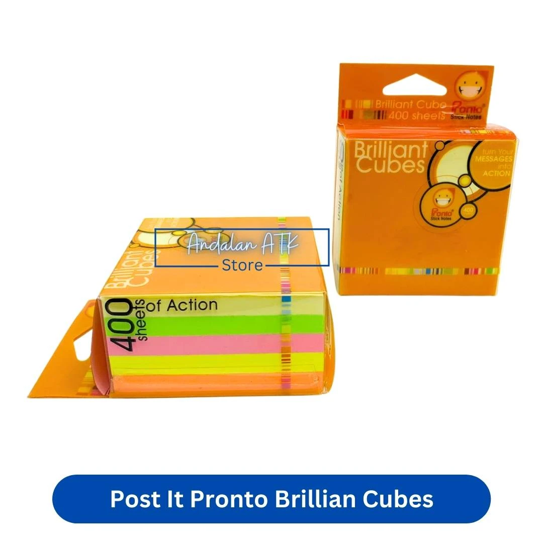 Brilliant Cubes Pronto 75x75 mm 5 Warna / Sticky Notes / Post It Pronto / Memo Tempel